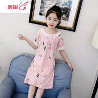 女童睡裙夏季薄款全短袖小女孩睡衣公主宝宝服儿童连衣裙 费琳