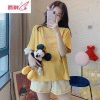 睡衣女夏季短袖薄款两件套韩版清新学生可爱服套装可外穿 费琳
