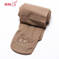 脚底硅胶防滑按摩钢丝袜 丝滑耐磨微透肉纤体连裤袜女 费琳