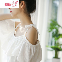 2020新款睡裙女夏一字领吊带露肩连衣裙子性感睡衣夏天家居服 费琳