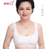 中老年人夏无钢圈前扣大码内衣薄款背心式棉里料女通用妈妈文胸 费琳胸罩