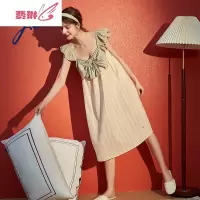 睡裙女夏吊带休闲家居裙简约可爱睡裙公主风薄款边家居服睡裙 费琳
