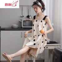 睡裙女夏季薄款吊带胖MM背心宽松大码孕妇性感可爱夏天睡衣款 费琳