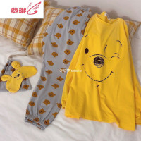韩国ins风网红小熊维尼睡衣少女可爱长袖两件套家居服 费琳