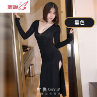 情趣内衣性感超骚透明古代青楼高开叉连衣裙旗袍惑套装 费琳