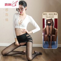 性感情趣内衣套装超骚惑秘书开裆免脱挑逗透明 费琳