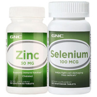 美国进口 健安喜(GNC)葡萄糖酸锌100粒+硒元素片100粒 片剂 两瓶装组合锌硒宝片 提高活力质量 矿物质