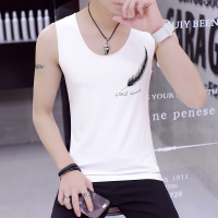 新款夏季修身型男士背心男紧身运动健身打底印花跨栏汗背心无袖T恤潮