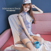 新款性感空姐制服职业套装女用情趣内衣SM挑逗露胸包臀短裙OL秘书夜店