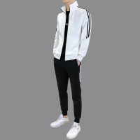 新款男士春秋季外套休闲装套装长袖T恤立领2020新款衣服男装一套两件