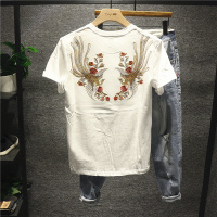 新款Hi 刺绣超神兽风舞九天时尚男士T恤短袖全棉抖音网红超火