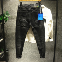 新款Hi 国潮简约水洗百搭撞色休闲牛仔裤男修身小脚裤秋季长裤