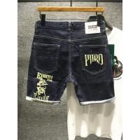 新款hi 刺绣色针线字母小丑脸男士牛仔短裤五分中裤潮流韩版修身