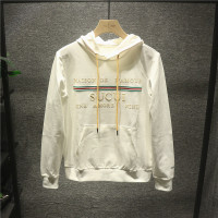 新款Hi 小众日常简约英文刺绣卫衣男古着vintage韩风连帽上衣