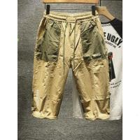 新款Hi 慵懒风痞帅垂感顺滑休闲裤男青年撞色拼接宽松百搭七分垮裤