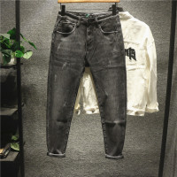 新款Hi 日系复古小众高阶灰牛仔裤男士潮流百搭超质感修身小脚长裤