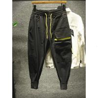 新款HI MAN时尚潮流设计款微宽松束脚大口袋工装裤九分休闲网状薄系带