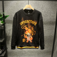 新款Hi 欧美oversize赛亚人动漫印花卫衣男士个性潮流套头上衣