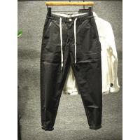 新款HI MAN港版设计师纯色休闲裤修身小脚抽绳裤子男韩版潮流百搭