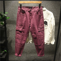 新款Hi 港风复古日系休闲百搭基础款工装裤男士潮流纯色锥形裤