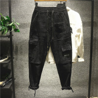 新款Hi 秋冬款日系多口袋灯芯绒休闲裤男潮流微宽松收脚工装裤大码