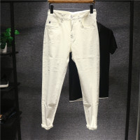 新款Hi Man经典时尚 简版百搭纯白色牛仔裤男 微哈伦弹性水洗牛仔长裤