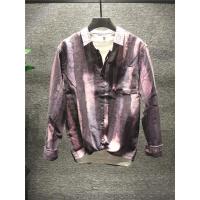 新款hi 舒适透气薄款亚麻衬衫男长袖手绘条纹时尚休闲宽松打底上衣