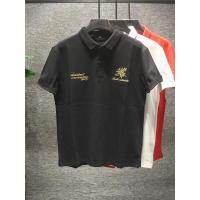 新款Hi 英伦风绅士范金线刺绣衫男士潮流舒适百搭修身翻领短袖