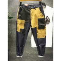 新款hi 补丁多色拼接潮流原宿风男士长牛仔裤韩版修身小脚ins港风