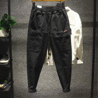 新款Hi 设计款小众日系黑色百搭潮流哈伦牛仔裤男士束脚裤秋冬大码