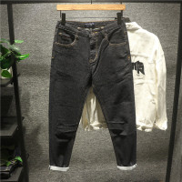 新款Hi 设计质感极简风基础款牛仔裤男潮流百搭休闲小脚裤