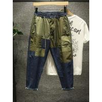 新款Hi 贴布拼接撞色前卫设计男牛仔裤宽松chic休闲百搭九分裤