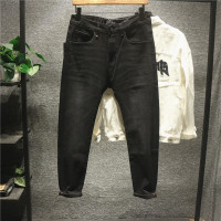 新款Hi 阿美咔叽重磅复古赤耳丹宁水洗修身小刺绣牛仔长裤男士潮流