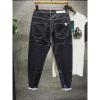 新款hi 韩版修身小脚时尚男士长款牛仔裤潮流ins港风文艺个性标签