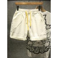 新款Hi 高质感奶油白短裤潮流男士质感柔糯宽松大码五分中裤沙滩裤