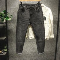 新款Hi 高阶英伦复古呛口黑灰色牛仔裤男士韩版潮流小脚长裤锥形裤