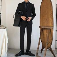 新款韩版休闲西装两件套男秋季新款帅气职业正装修身西服套装伴郎礼服