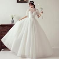 新款轻婚纱礼服2020新款气质新娘拖尾孕妇简约小个子出纱秋冬款