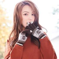 新款五指针织手套冬天女可爱加绒韩版厚学生防寒毛线保暖手套触屏骑行