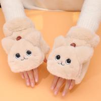 新款新秋冬翻盖半指手套韩版可爱绣花骑车保暖加绒加厚百搭学生女写字