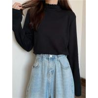 新款打底衫女装秋冬季内搭蕾丝拼接半高领洋气长袖百搭上衣服ins潮T恤