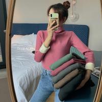 新款2020秋冬新款百搭加绒加厚打底衫半高领长袖修身内搭T恤上衣女装