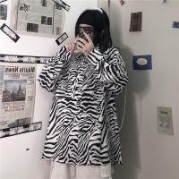 新款2020秋季新款韩版ins港风斑马条纹衬衫衬衣宽松长袖上衣外套女潮