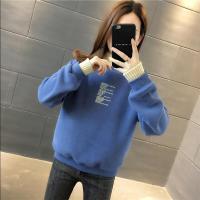 新款假两件加绒卫衣女2020秋冬季新款套头加厚打底上衣韩版宽松ins潮