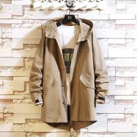 新款冬季中长款风衣男士加肥加大码韩版潮流帅气夹克胖子宽松加厚外套