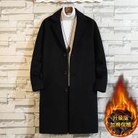 新款秋冬季中长款毛呢大衣男士双呢子外套情侣韩版潮流大码英伦风衣
