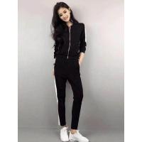 新款秋季韩版薄款休闲运动套装女装时尚拉链无帽卫衣长袖两件套