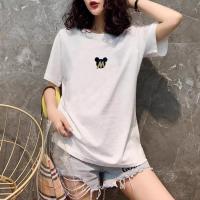 新款半袖2021年新款个性中长款T恤女ins潮网红简洁卡通短袖上衣