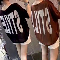 新款夏装2018薄款半袖宽松短袖针织衫五分袖露肩T恤女装潮