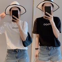 新款2020夏季女装新款圆领T恤女宽松韩版字母镶钻cec超火短袖女
